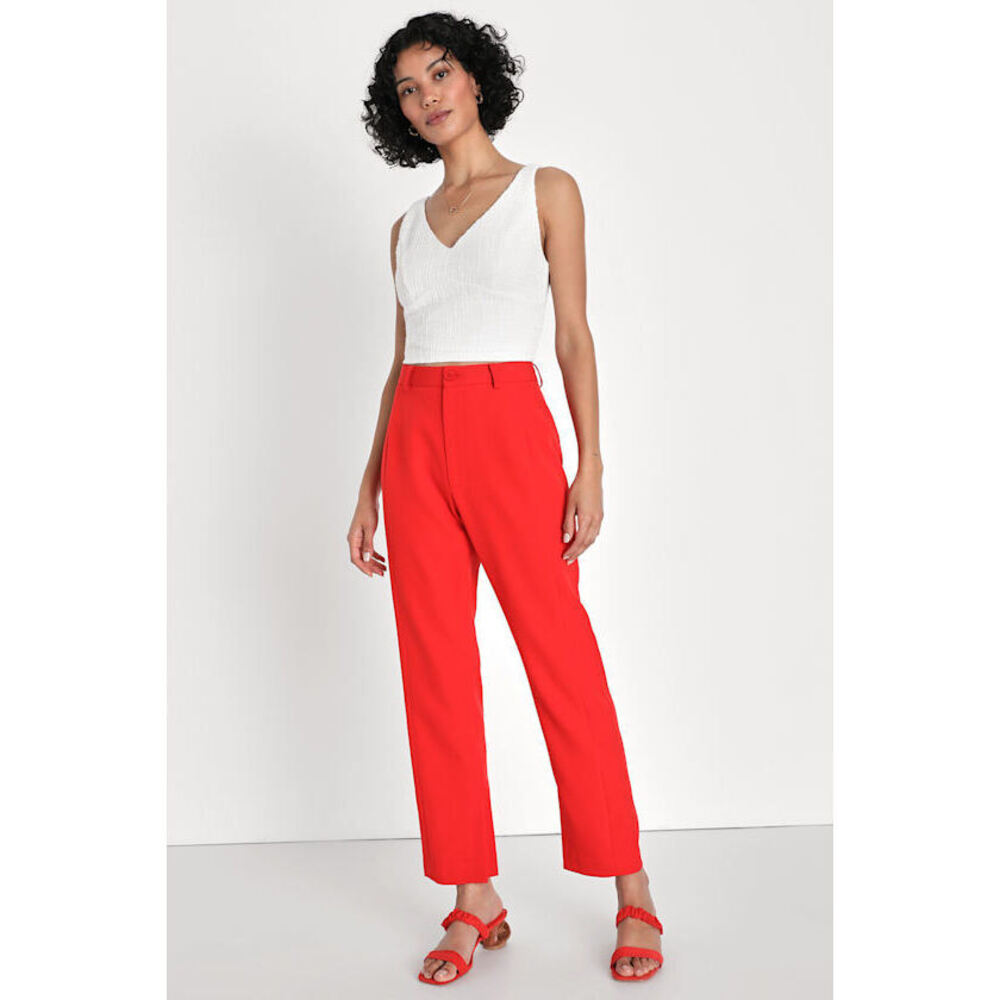 NWOT Lulus Style Sign Red High Waisted Trouser Pants - Size S
